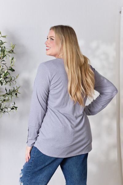 Half Button Long Sleeve Top