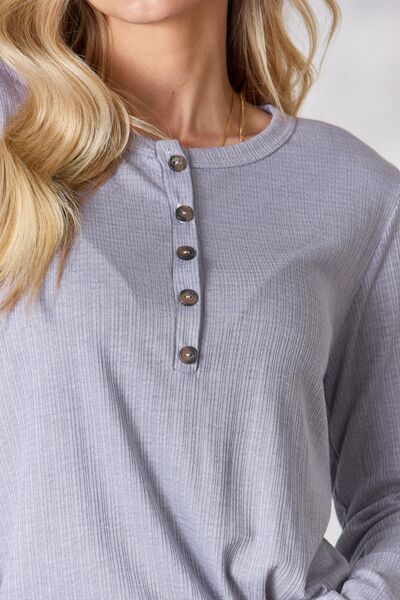 Half Button Long Sleeve Top