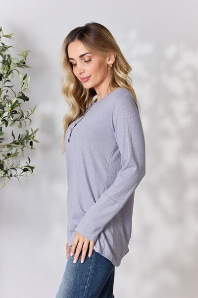 Half Button Long Sleeve Top