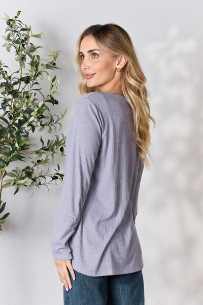Half Button Long Sleeve Top