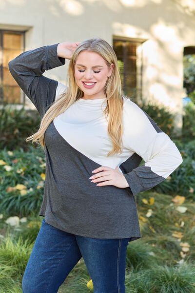 Contrast Long Sleeve Top