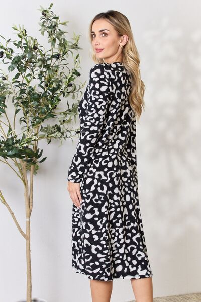 Animal Print Button Up Long Sleeve Cardigan