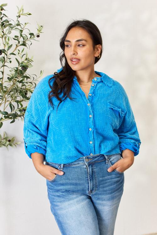 Raw Trim Button Down Shirt