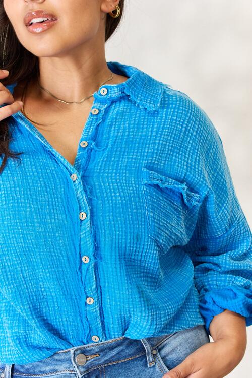 Raw Trim Button Down Shirt