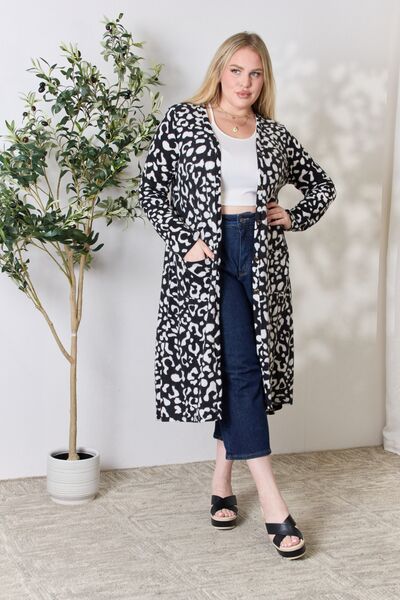 Animal Print Button Up Long Sleeve Cardigan
