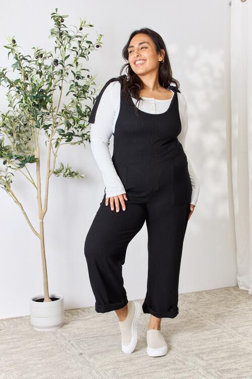 Tie Shoulder Sleeveless Ankle Overalls