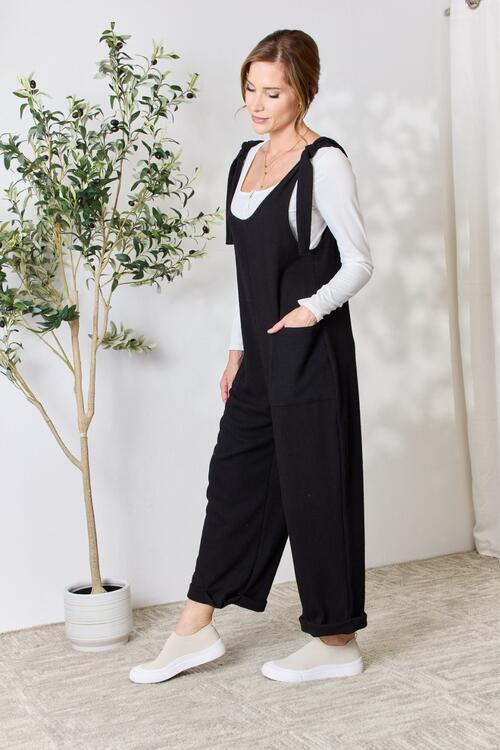 Tie Shoulder Sleeveless Ankle Overalls