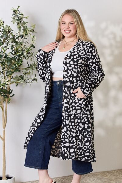 Animal Print Button Up Long Sleeve Cardigan