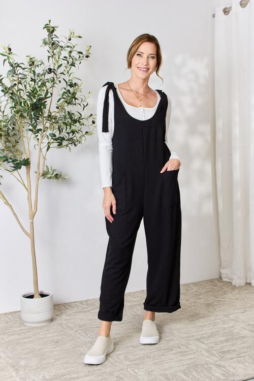 Tie Shoulder Sleeveless Ankle Overalls
