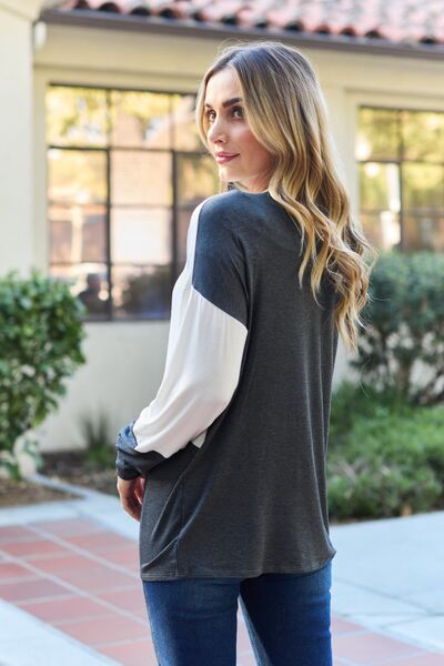 Contrast Long Sleeve Top