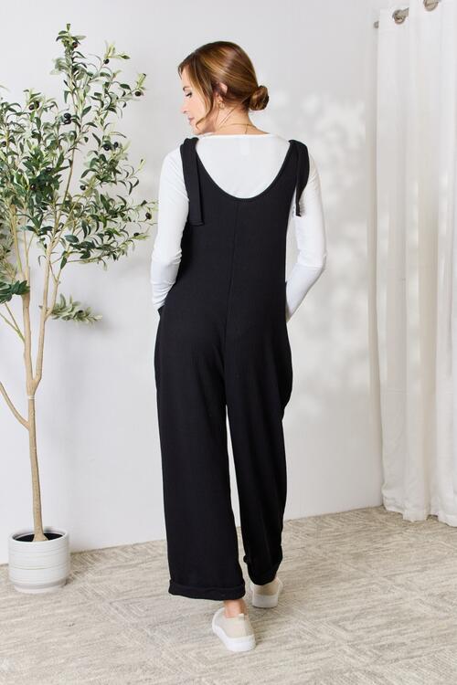 Tie Shoulder Sleeveless Ankle Overalls