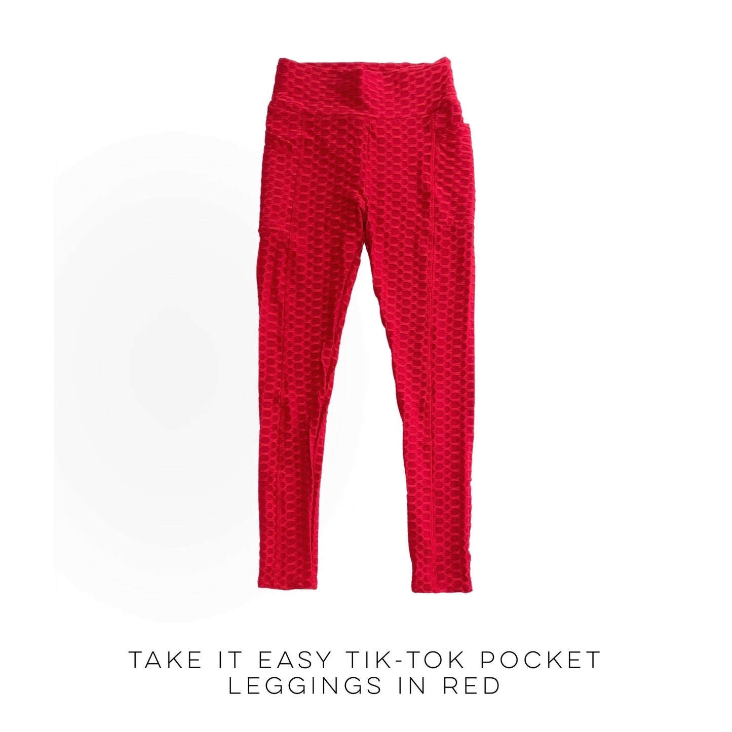 Take It Easy Tik-Tok Pocket Leggings in Red