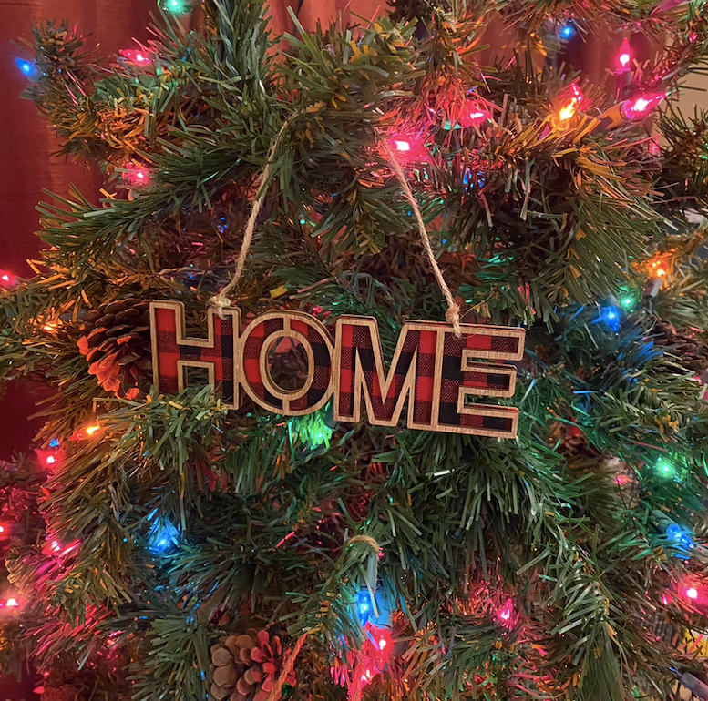 Home Ornament in Plaid