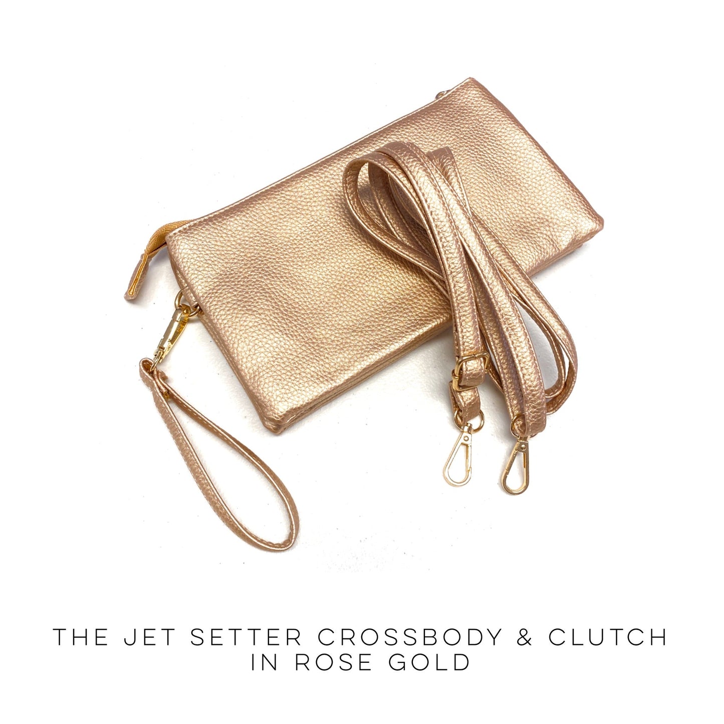 The Jet Setter Crossbody & Clutch in Rose Gold