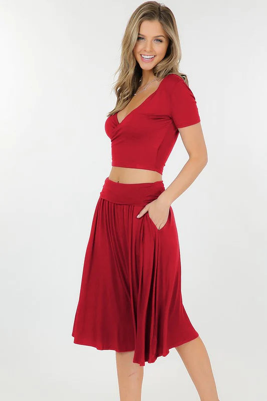 Red MIDI Skirt