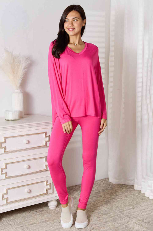 Soft Rayon Long Sleeve Top and Pants Lounge Set