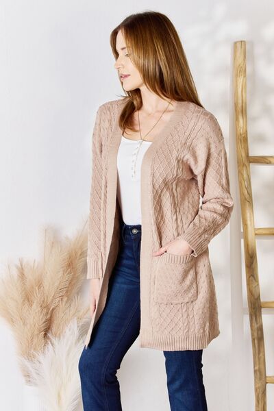 Cable-Knit Pocketed Cardigan