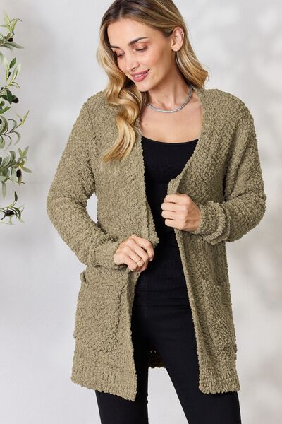 Open Front Popcorn Cardigan