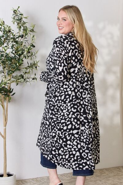 Animal Print Button Up Long Sleeve Cardigan