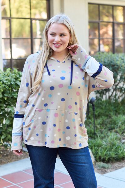 Polka Dot Drawstring Hoodie