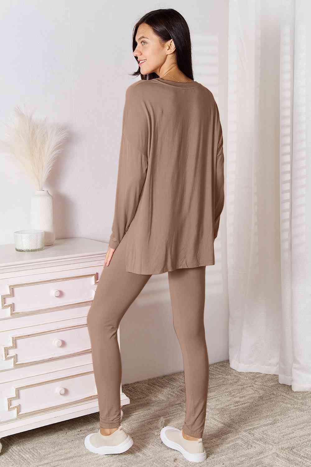 Soft Rayon Long Sleeve Top and Pants Lounge Set