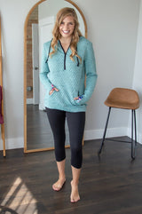 Quilted Pullover | Mint Floral