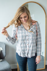 Hooded Flannel Shirt | Blush-Grey