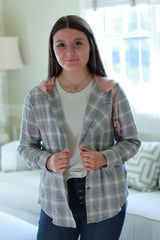 Hooded Flannel Shirt | Blush-Grey