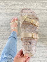 Tan Lines Sandals in Metallic Taupe
