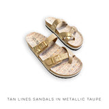 Tan Lines Sandals in Metallic Taupe