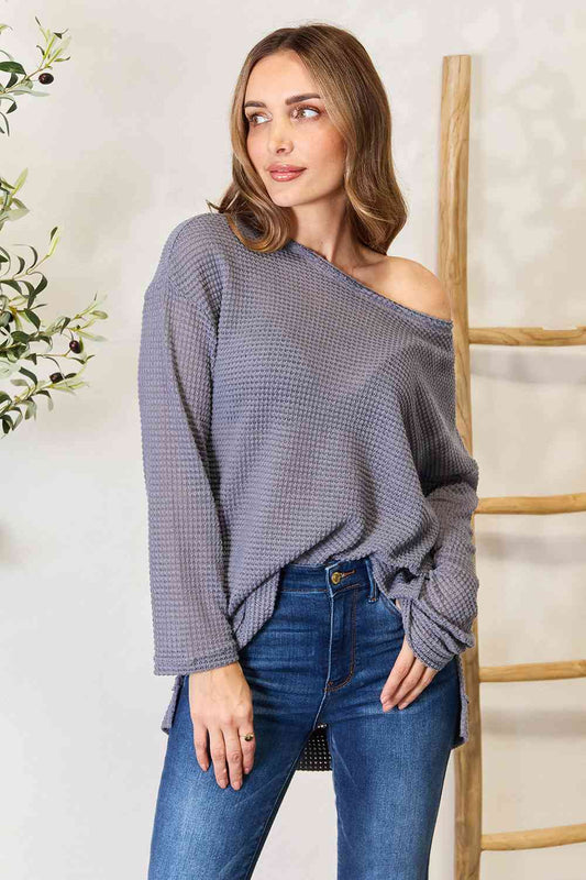 Waffle-Knit Sweatshirt