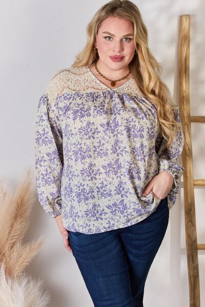 Lace Detail Printed Blouse