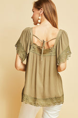 The Peaceful View Top in Olive